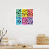 BUGS BUNNY™ Color Block Expressies Poster (Keuken)