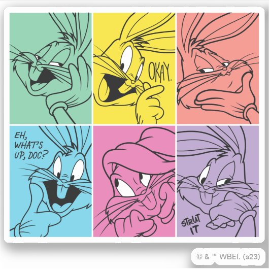 BUGS BUNNY™ Color Block Expressies Sticker (Voorkant)