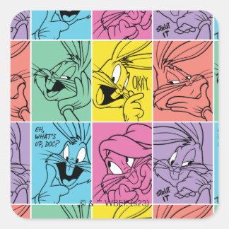 BUGS BUNNY™ Color Block Expressies Vierkante Sticker