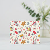 BUGS BUNNY™, DAFFY DUCK™ & Lola Kerstpatroon Briefkaart (Staand voorkant)