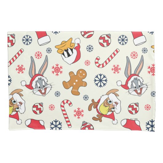 BUGS BUNNY™, DAFFY DUCK™ & Lola Kerstpatroon Kussensloop (Voorkant)