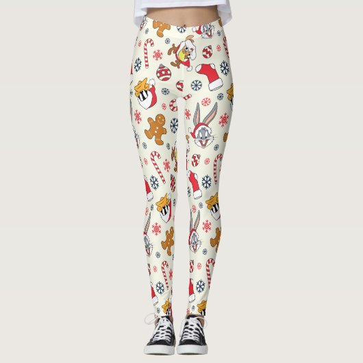 BUGS BUNNY™, DAFFY DUCK™ & Lola Kerstpatroon Leggings (Voorkant)