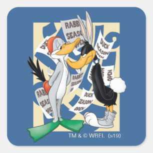 BUGS BUNNY™ & DAFFY DUCK™ Ready for Hunting Season Vierkante Sticker