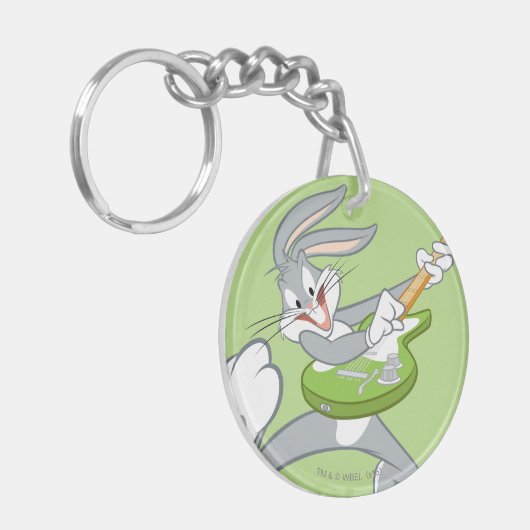 BUGS BUNNY™ draait op gitaar Sleutelhanger (Voorkant Links)