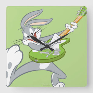 BUGS BUNNY™ draait op gitaar Vierkante Klok