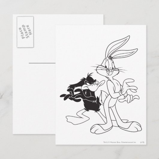 BUGS BUNNY™ en DAFFY DUCK™ Briefkaart (Voorkant / Achterkant)
