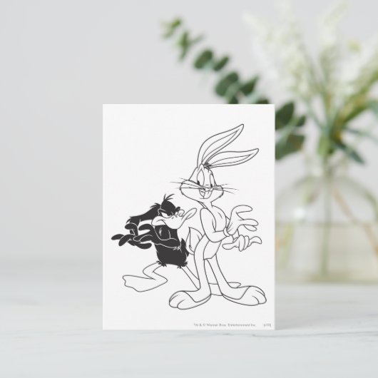 BUGS BUNNY™ en DAFFY DUCK™ Briefkaart (Staand voorkant)