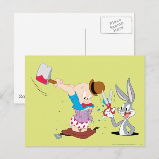 BUGS BUNNY™ en ELMER FUDD™ Briefkaart (Voorkant / Achterkant)