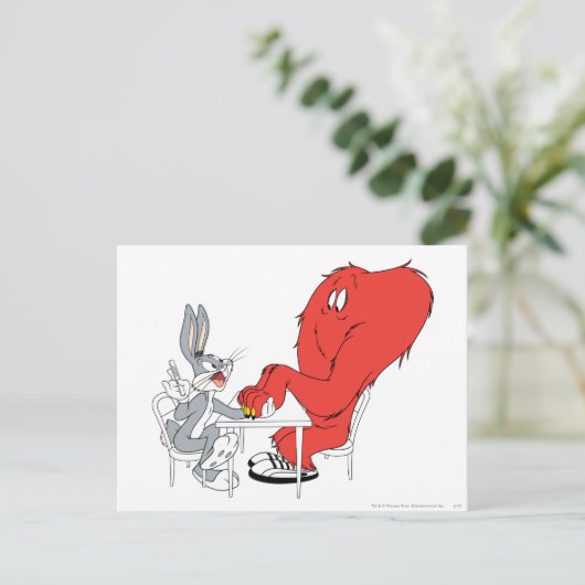 BUGS BUNNY™ en Gossamer Briefkaart (Staand voorkant)