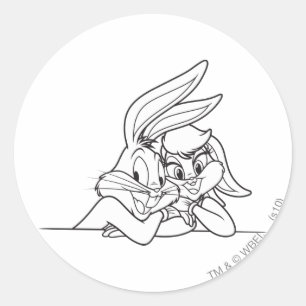 BUGS BUNNY™ en Lola Bunny 3 Ronde Sticker
