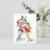 BUGS BUNNY™ en Lola Mistletoe Kiss Feestdagenkaart (Staand voorkant)