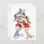 BUGS BUNNY™ en Lola Mistletoe Kiss Feestdagenkaart (Voorkant / Achterkant)