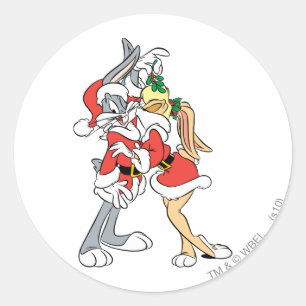 BUGS BUNNY™ en Lola Mistletoe Kiss Ronde Sticker