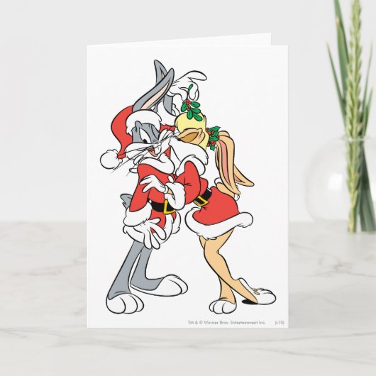 BUGS BUNNY™ en Lola Mistletoe Kus Feestdagen Kaart (Voorkant)