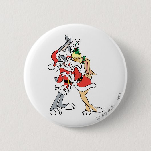 BUGS BUNNY™ en Lola Mistletoe Kus Ronde Button 5,7 Cm (Voorkant)