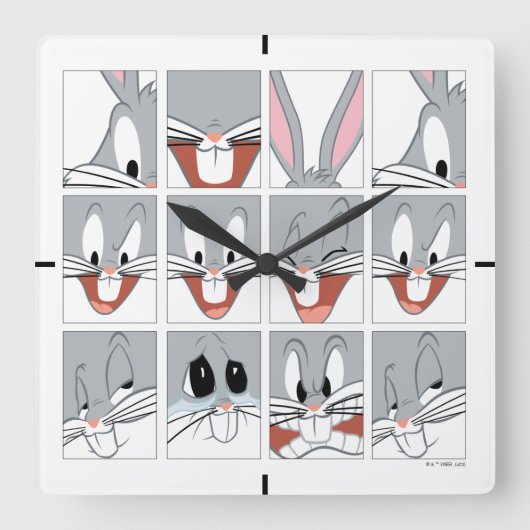 BUGS BUNNY™ Expression Blokken Vierkante Klok (Voorkant)