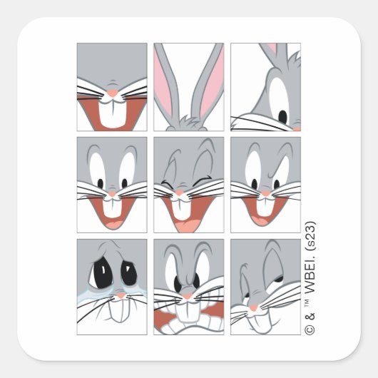 BUGS BUNNY™ Expression Blokken Vierkante Sticker (Voorkant)