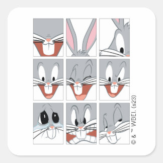 BUGS BUNNY™ Expression Blokken Vierkante Sticker