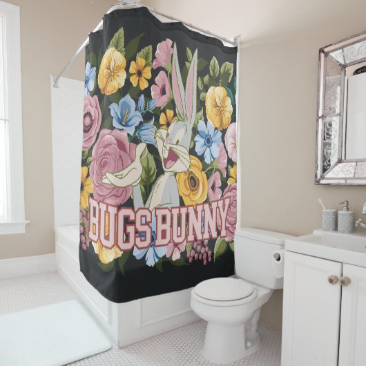BUGS BUNNY™ Floral Embroidery Graphic Douchegordijn (In situ)