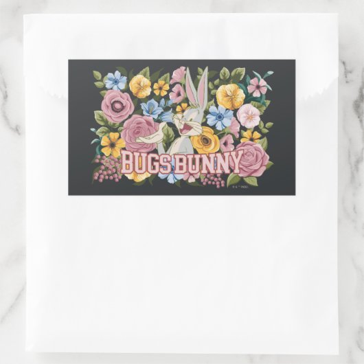 BUGS BUNNY™ Floral Embroidery Graphic Rechthoekige Sticker (Tas)