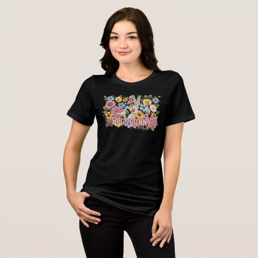BUGS BUNNY™ Floral Embroidery Graphic Tri-Blend Shirt (Voorkant volledig)