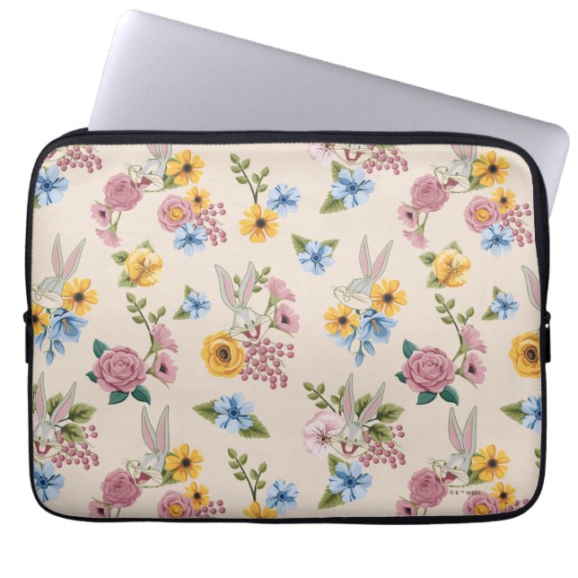 BUGS BUNNY™ Floral Embroidery Pattern Laptop Sleeve (Voorkant)