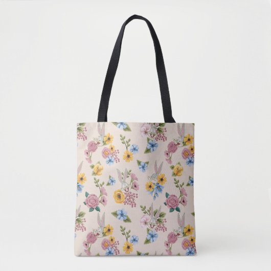 BUGS BUNNY™ Floral Embroidery Pattern Tote Bag (Voorkant)