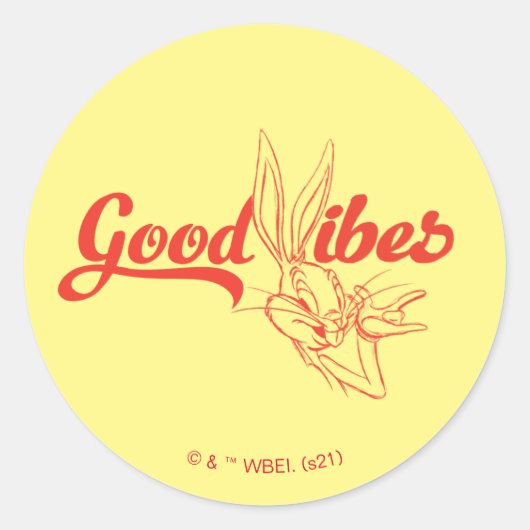 BUGS BUNNY™ | Good Vibes Ronde Sticker (Voorkant)