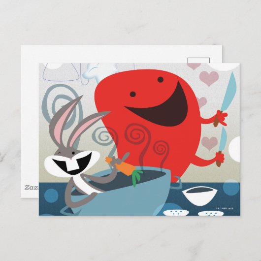 BUGS BUNNY™ & Gossamer Whimsical Meal Prep Briefkaart (Voorkant / Achterkant)