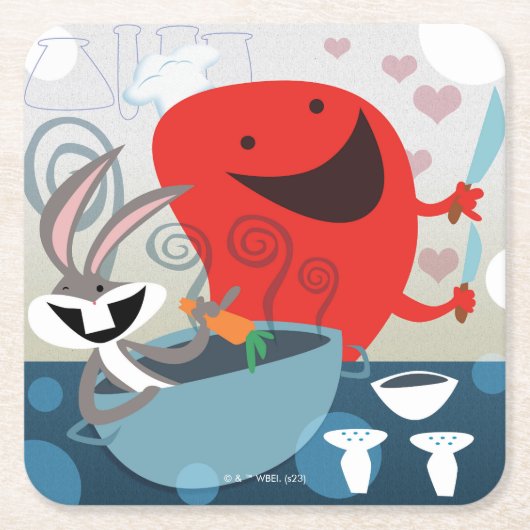 BUGS BUNNY™ & Gossamer Whimsical Meal Prep Kartonnen Onderzetters (Voorkant)