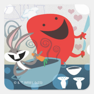 BUGS BUNNY™ & Gossamer Whimsical Meal Prep Vierkante Sticker