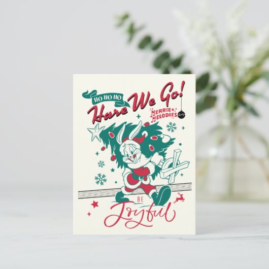 BUGS BUNNY™ - Ho Ho Ho, Daar gaan we! Feestdagenkaart (Staand voorkant)