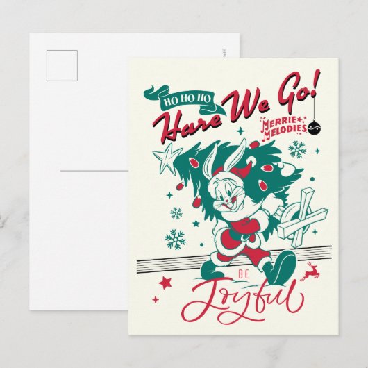 BUGS BUNNY™ - Ho Ho Ho, Daar gaan we! Feestdagenkaart (Voorkant / Achterkant)