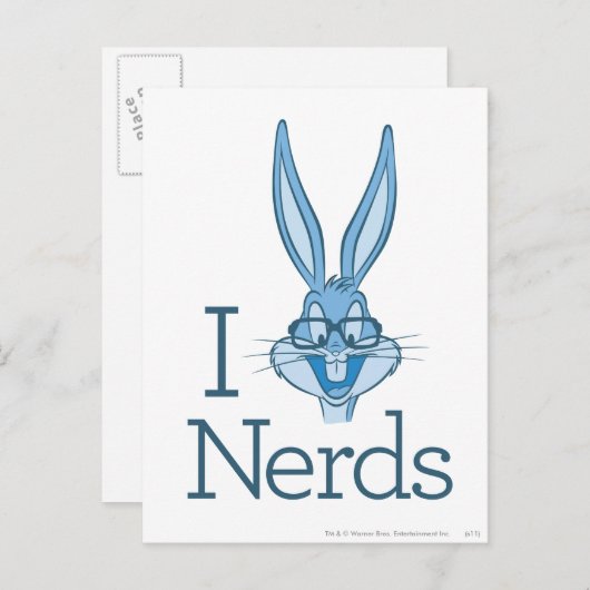 BUGS BUNNY™ - I Love Nerds Briefkaart (Voorkant / Achterkant)