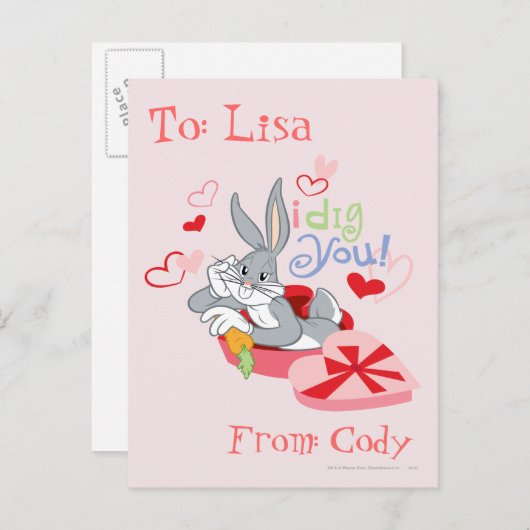 BUGS BUNNY™, ik dig je! Briefkaart (Voorkant / Achterkant)