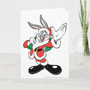 BUGS BUNNY™ Kerstman zwaait Feestdagen Kaart