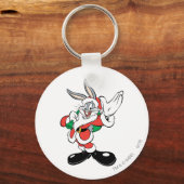 BUGS BUNNY™ Kerstman zwaait Sleutelhanger (Voorkant)