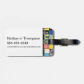 BUGS BUNNY™ Kleurrijke Naam en Gezichtschecker Bagagelabel (Achterkant horizontaal)