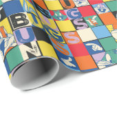 BUGS BUNNY™ Kleurrijke Naam en Gezichtschecker Cadeaupapier (Rol Hoek)