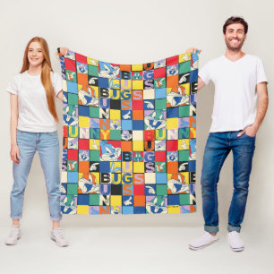 BUGS BUNNY™ Kleurrijke Naam en Gezichtschecker Fleece Deken