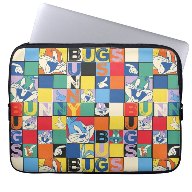 BUGS BUNNY™ Kleurrijke Naam en Gezichtschecker Laptop Sleeve (Voorkant)
