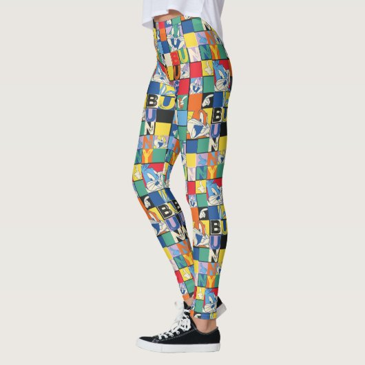 BUGS BUNNY™ Kleurrijke Naam en Gezichtschecker Leggings (Links)