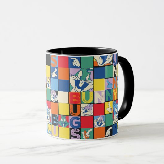 BUGS BUNNY™ Kleurrijke Naam en Gezichtschecker Mok (Voorkant rechts)