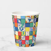 BUGS BUNNY™ Kleurrijke Naam en Gezichtschecker Papieren Bekers (Voorkant)