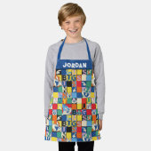 BUGS BUNNY™ Kleurrijke Naam en Gezichtschecker Schort (Gedragen)