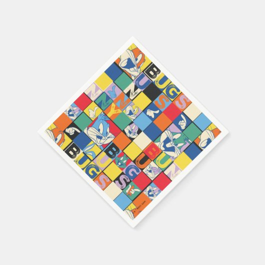 BUGS BUNNY™ Kleurrijke Naam en Gezichtschecker Servet (Hoek)
