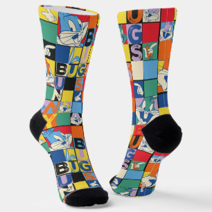 BUGS BUNNY™ Kleurrijke Naam en Gezichtschecker Sokken