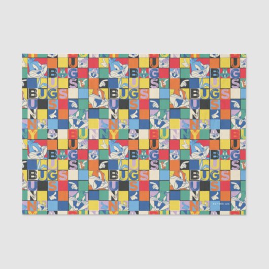 BUGS BUNNY™ Kleurrijke Naam en Gezichtschecker Tissuepapier (Voorkant)