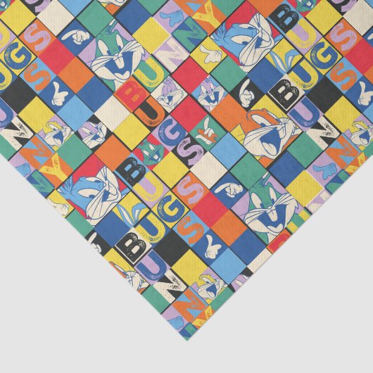 BUGS BUNNY™ Kleurrijke Naam en Gezichtschecker Tissuepapier (Detail)