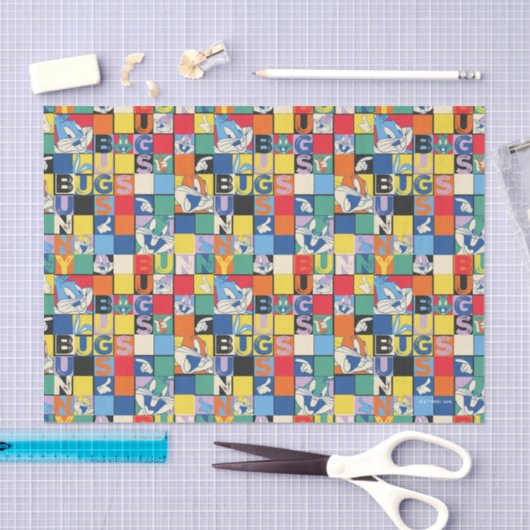 BUGS BUNNY™ Kleurrijke Naam en Gezichtschecker Tissuepapier (Craft)